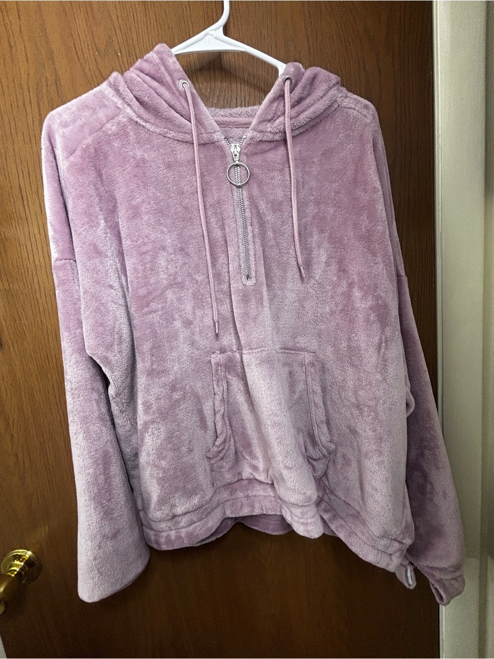 Fuzzy Half-Zip Hooded Jacket